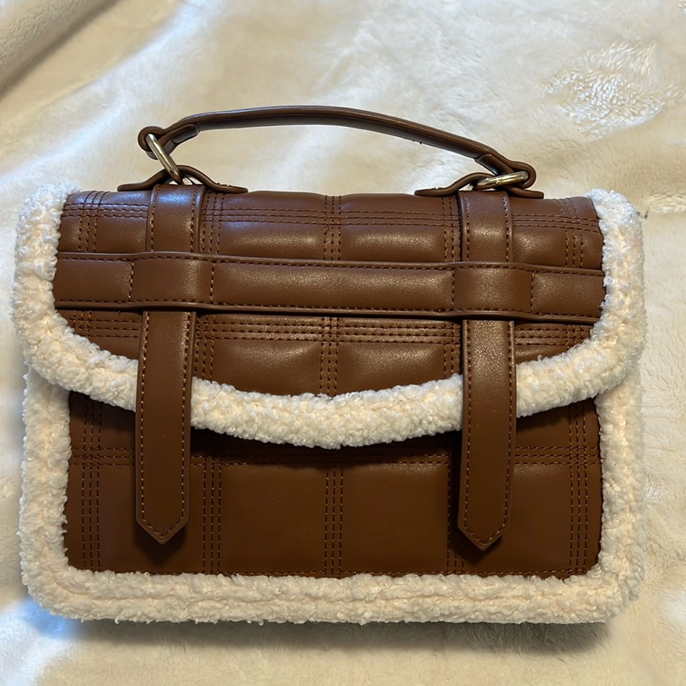 Quilted brown and Sherpa purse by Antik Kraft